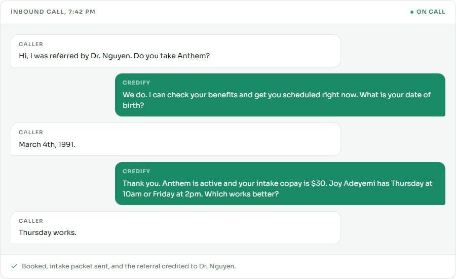 AI front desk, shown in Credify