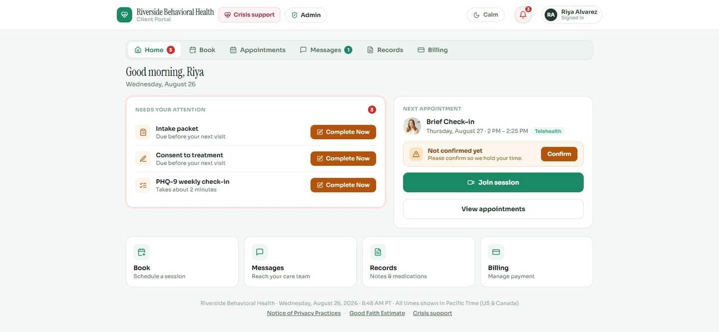 Client Portal, shown in Credify