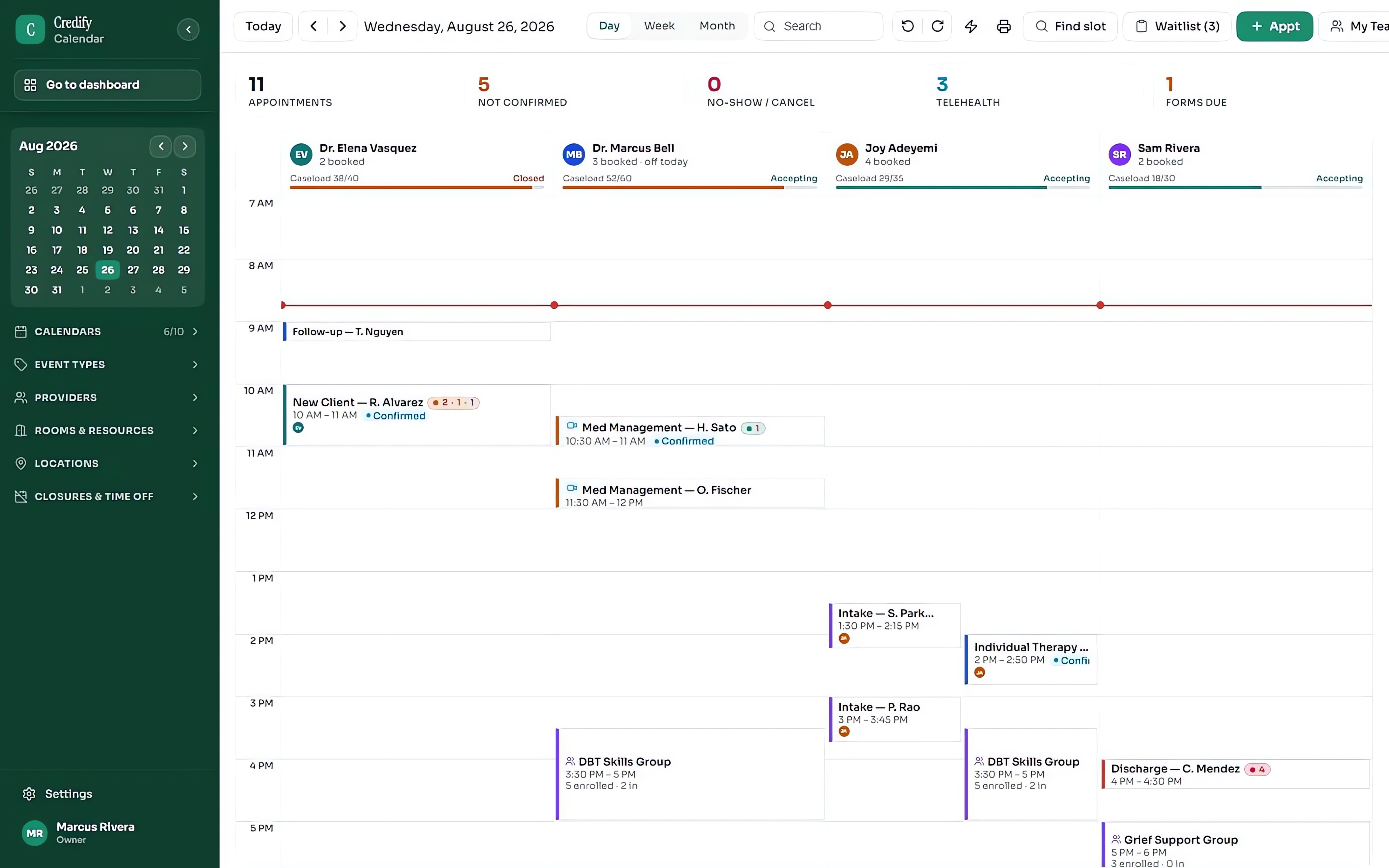 Calendar, shown in Credify
