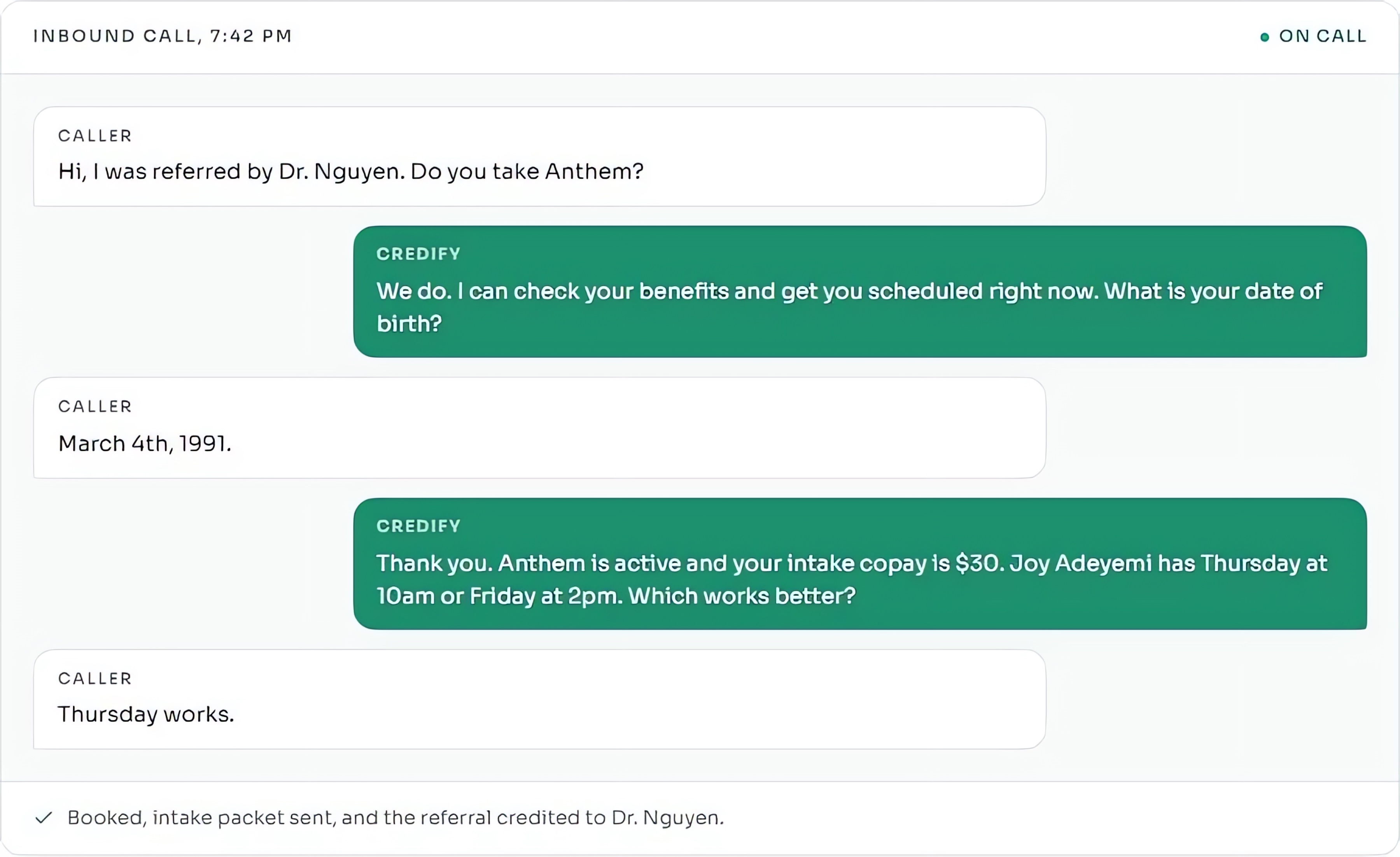 AI front desk, shown in Credify