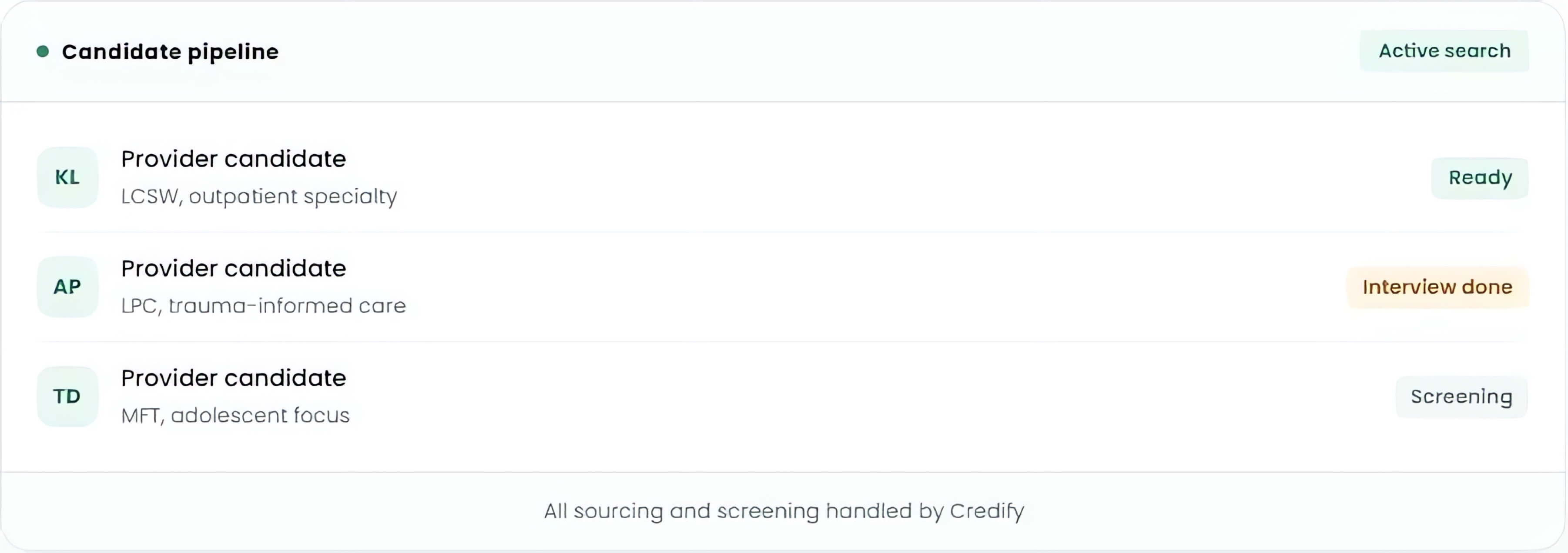 Recruiting, shown in Credify